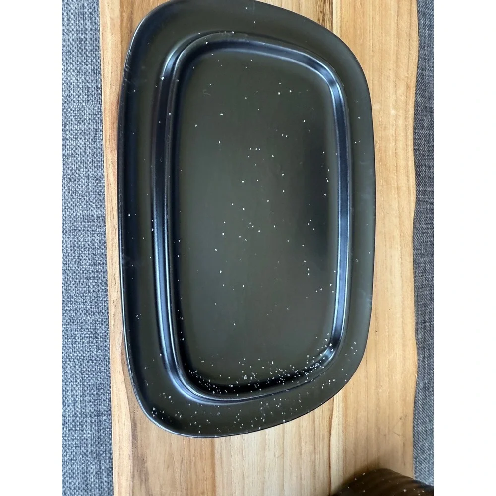 Pottery People Ceramic Butter Dish, Black Speckle, Spread